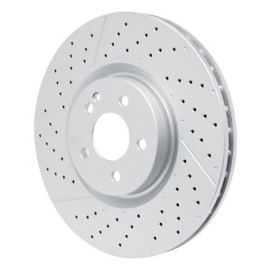 Mercedes-Benz CLA45 AMG Brake Rotor (1) - Front - R1 Concepts - GEOSPEC Coated Rotor - Drilled & Slotted - `14-`19